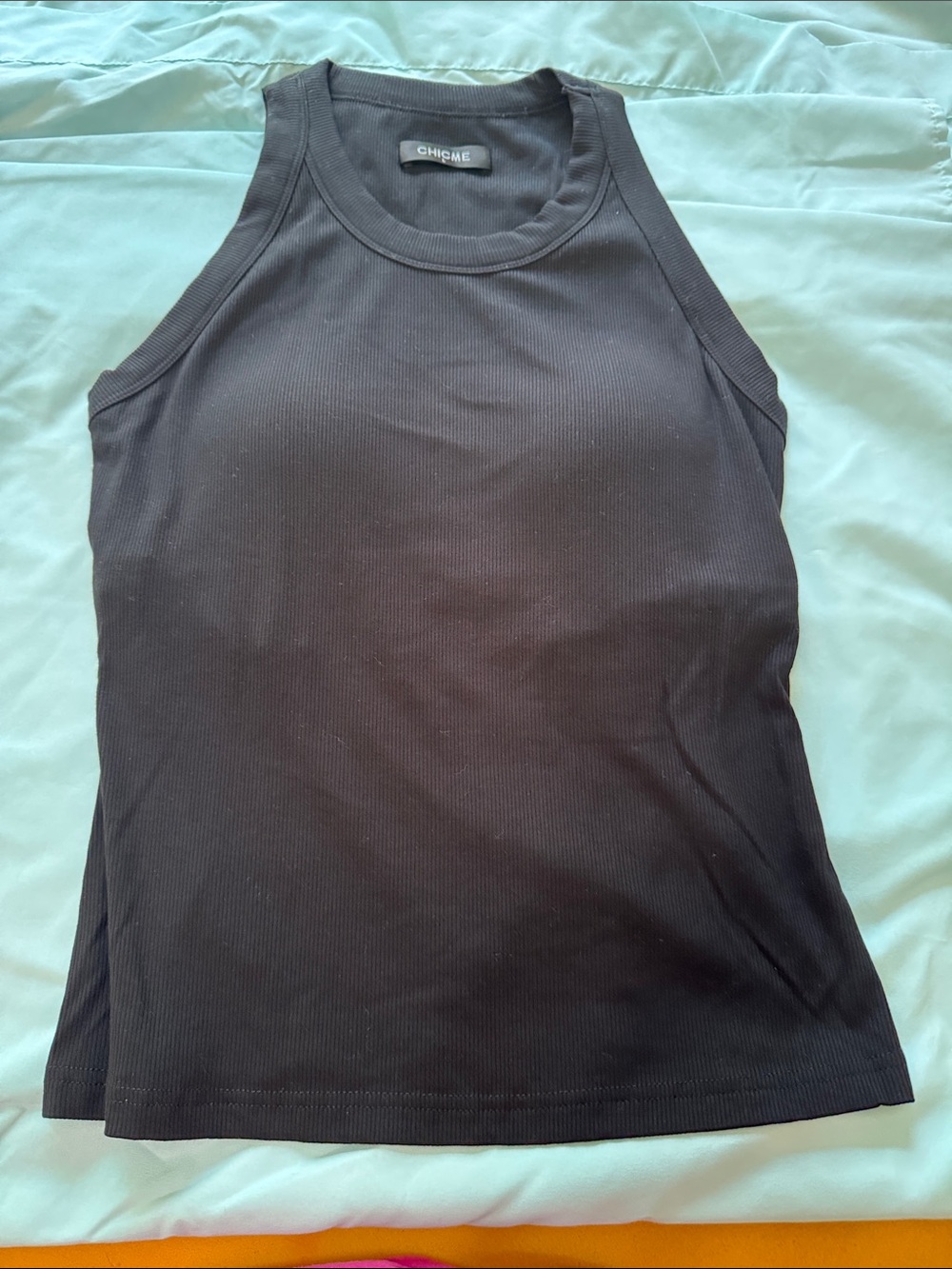 chic Black Ribbed Sleeveless Tank Top